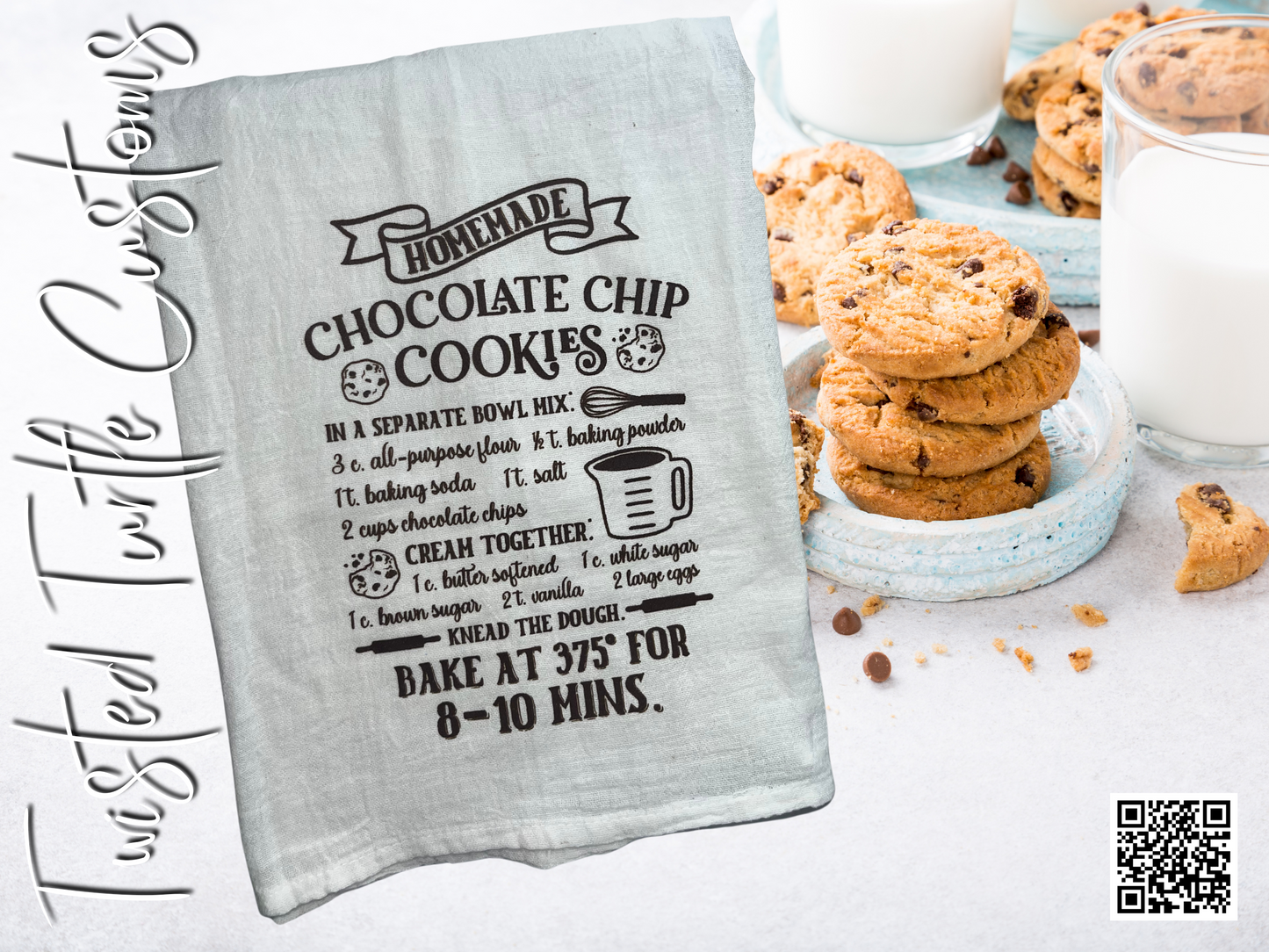 Chocolate Chip Cookie Recipe Thanksgiving/Christmas Holiday Tea Towel