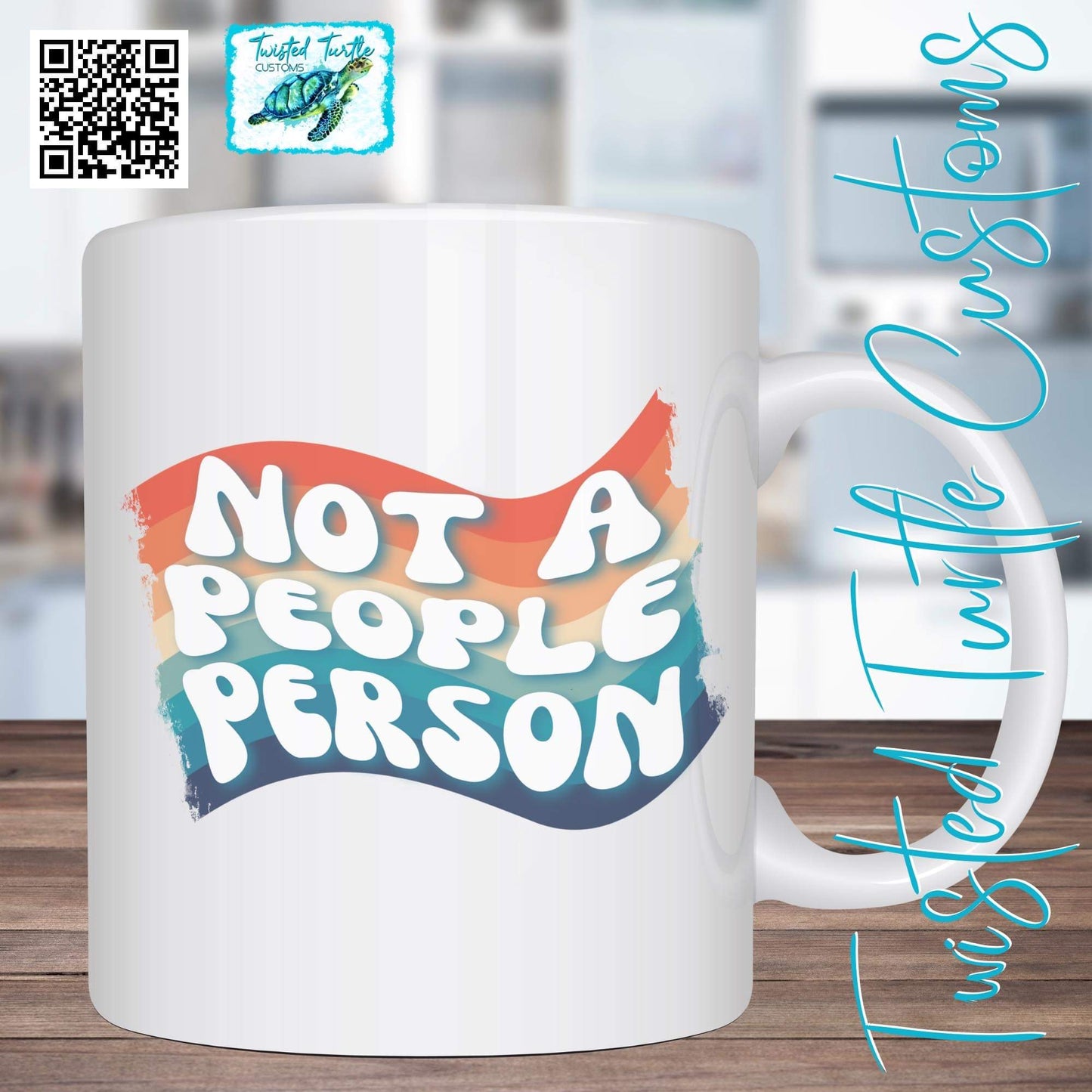 Funny Not a People Person Coffee Mug Retro Design Rainbow Bubble Letters Humor