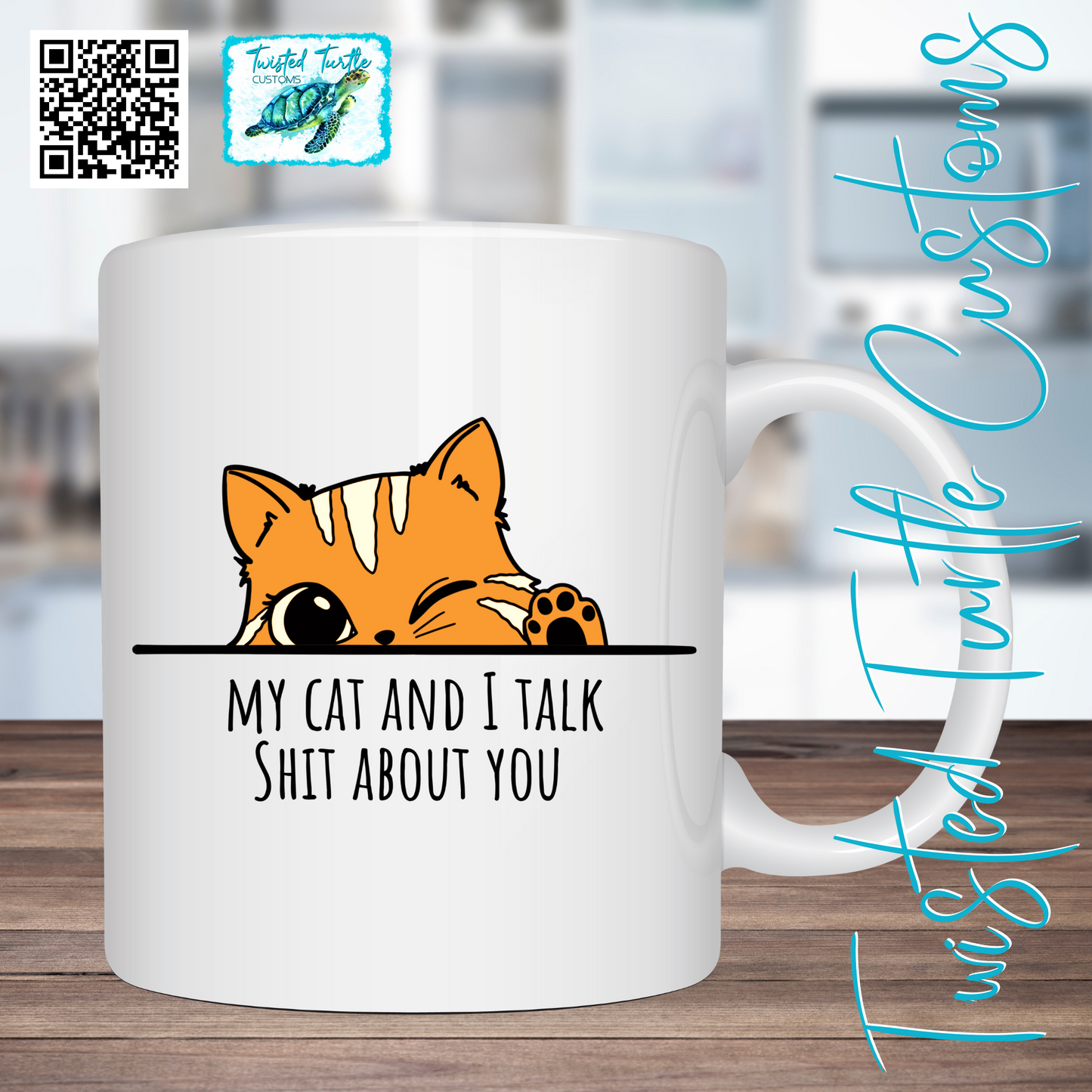 Funny Orange Tabby Cat My Cat and I talk shit about you Coffee Mug Humor