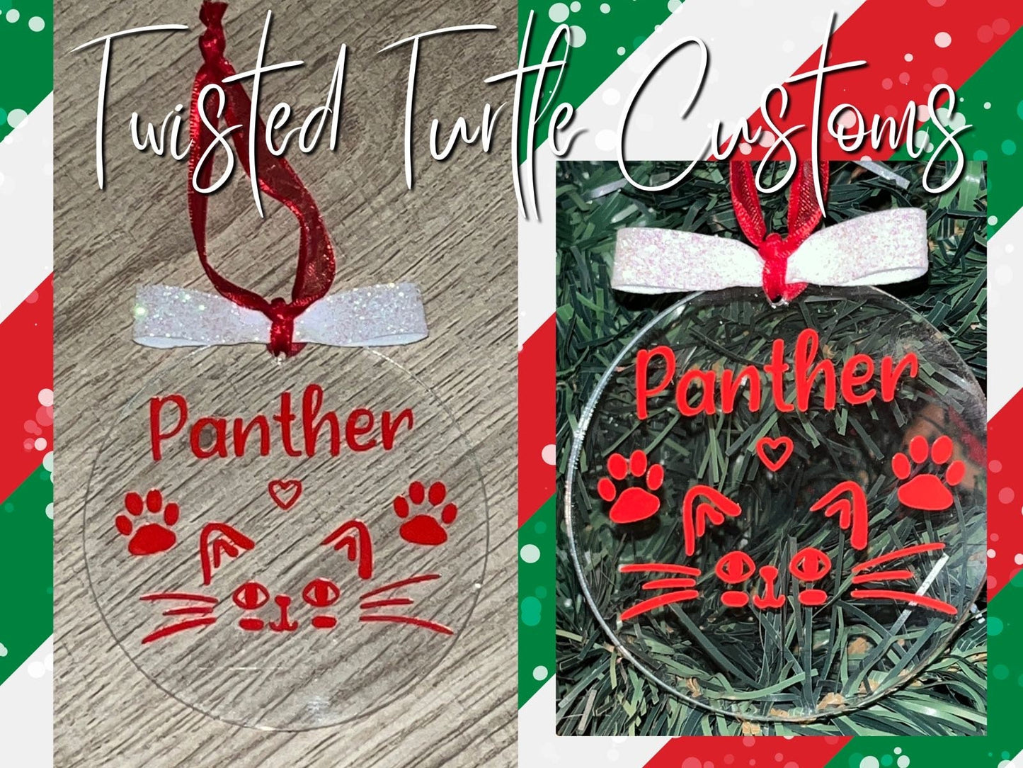 Personalized Kitten/Kitty/Cat Name Acrylic Fur Mom/Dad Christmas Ornament