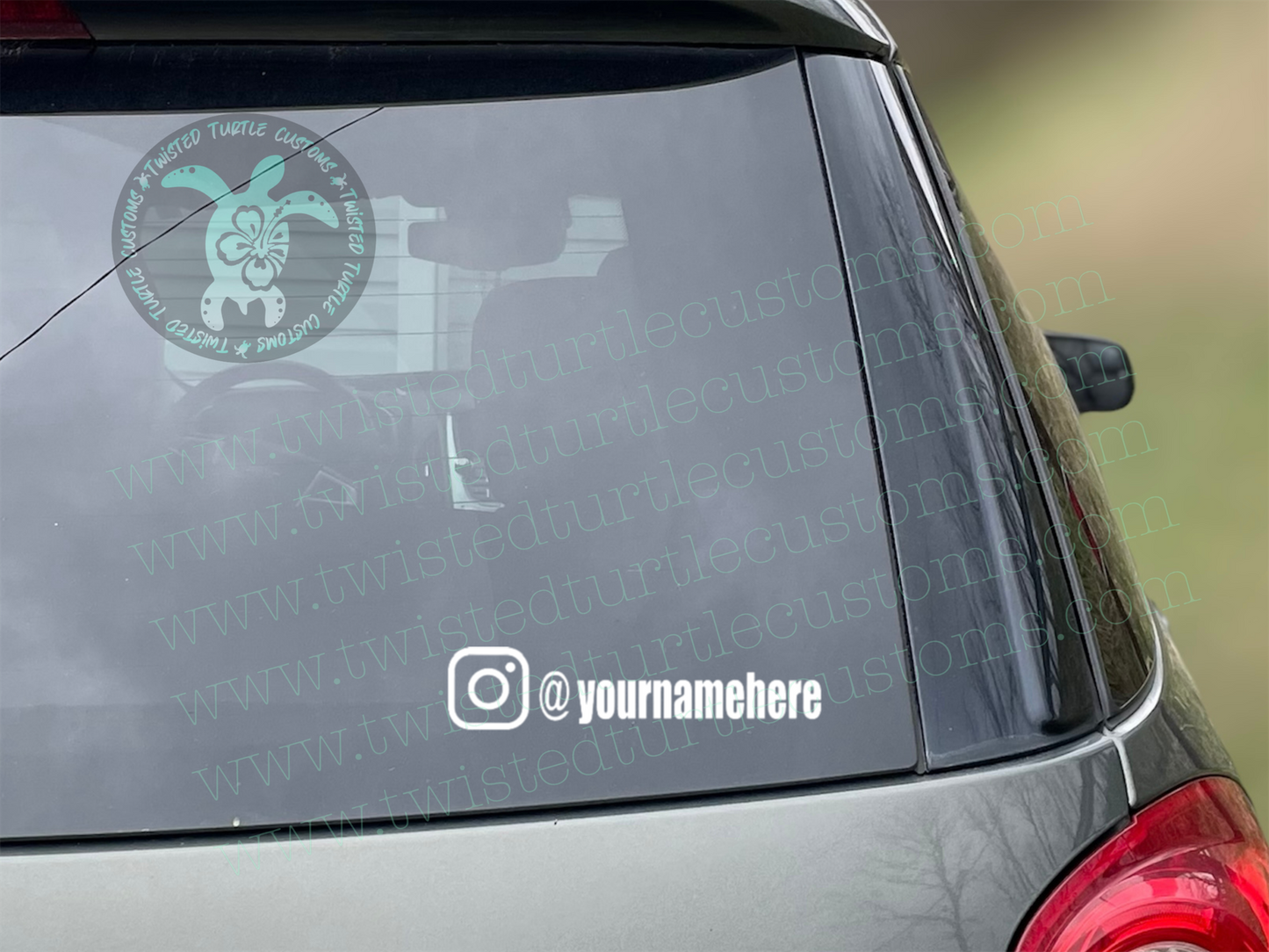 Custom Social Media Tag Name White Vinyl Decal