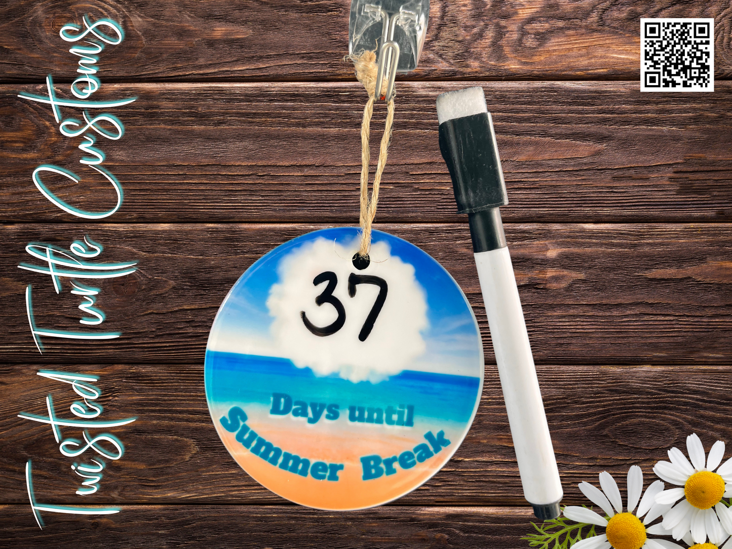 School Bus Driver Ceramic Count Down to Summer Break Ornament w/ Magnet & Dry Erase Marker