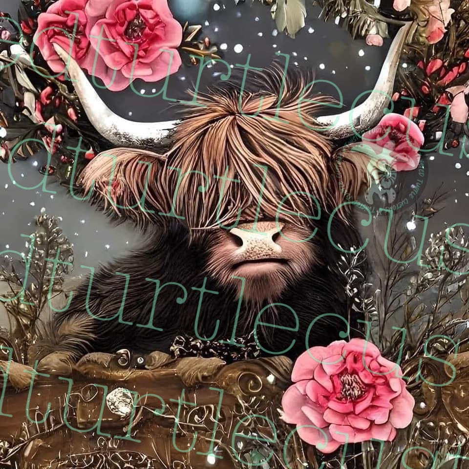 Vibrant Highland with Flowers 20oz Tumbler with Floral Back drop