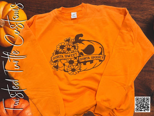 Sorta Sweet Sorta Spooky Floral Scary Pumpkin Crewneck