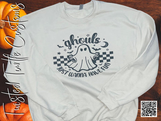 Ghouls Just Wanna Have Fun Retro Ghost Crewneck