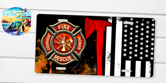 Fire Rescue Flag Custom License Plate