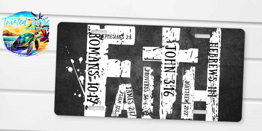 Faith Verses in Black License Plate