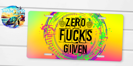 Neon Zero F#cks Given License Plate