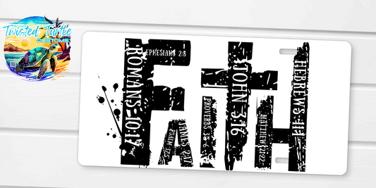 Faith Verses in White License Plate