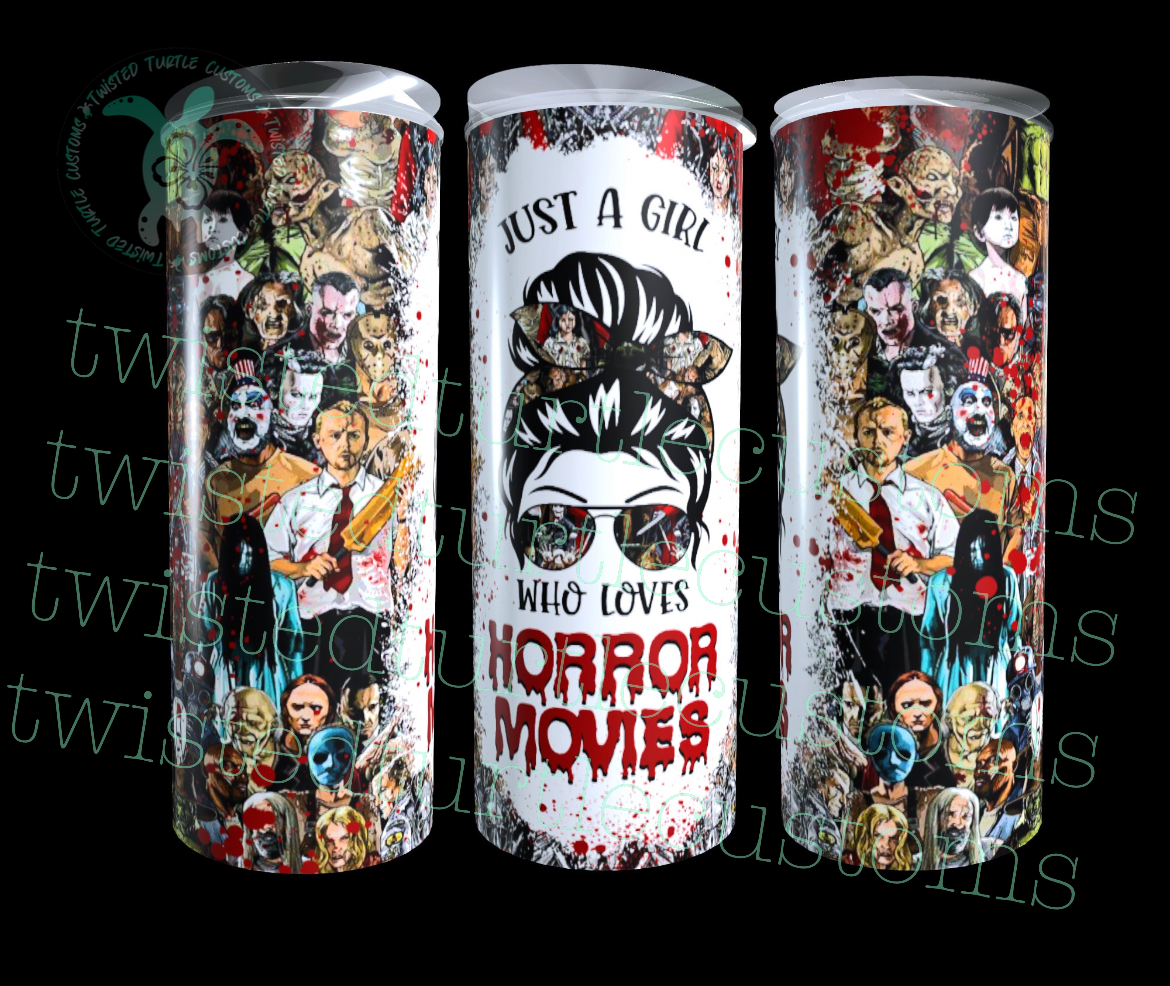 Girl who Loves Horror Movies Villain 20oz Tumbler