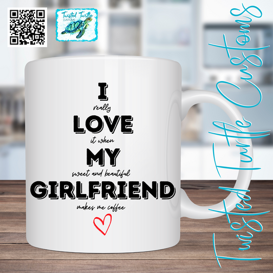 I Love My Girlfriend hidden message Coffee Mug Humor