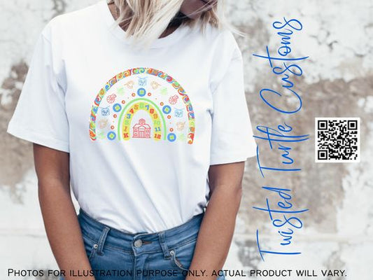 *DIGITAL DOWNLOAD* K-12 Teacher Appreciation Rainbow Design Includes Art Gym Music Library Pastel Colors