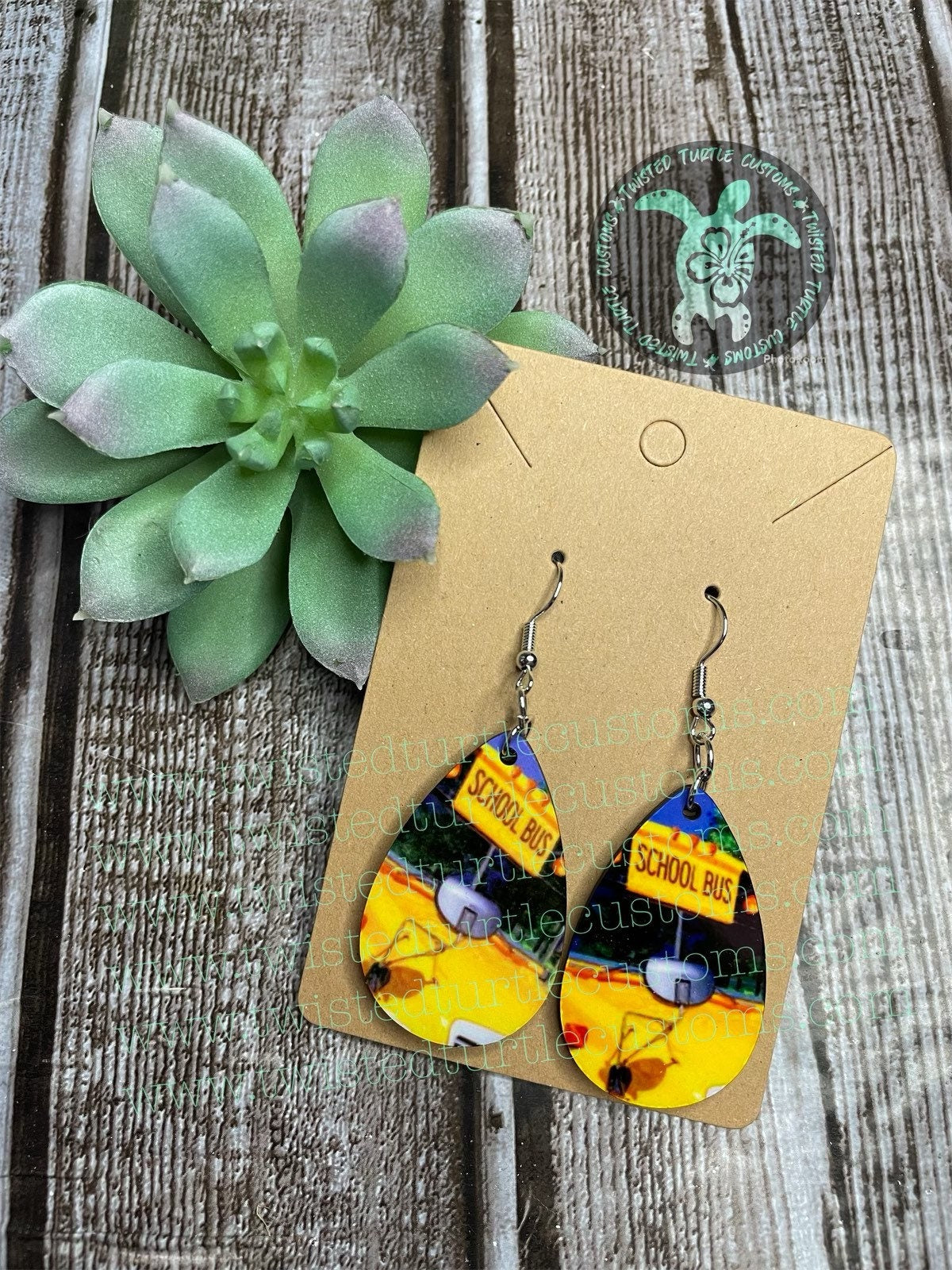 School Bus Driver Teardrop Earrings