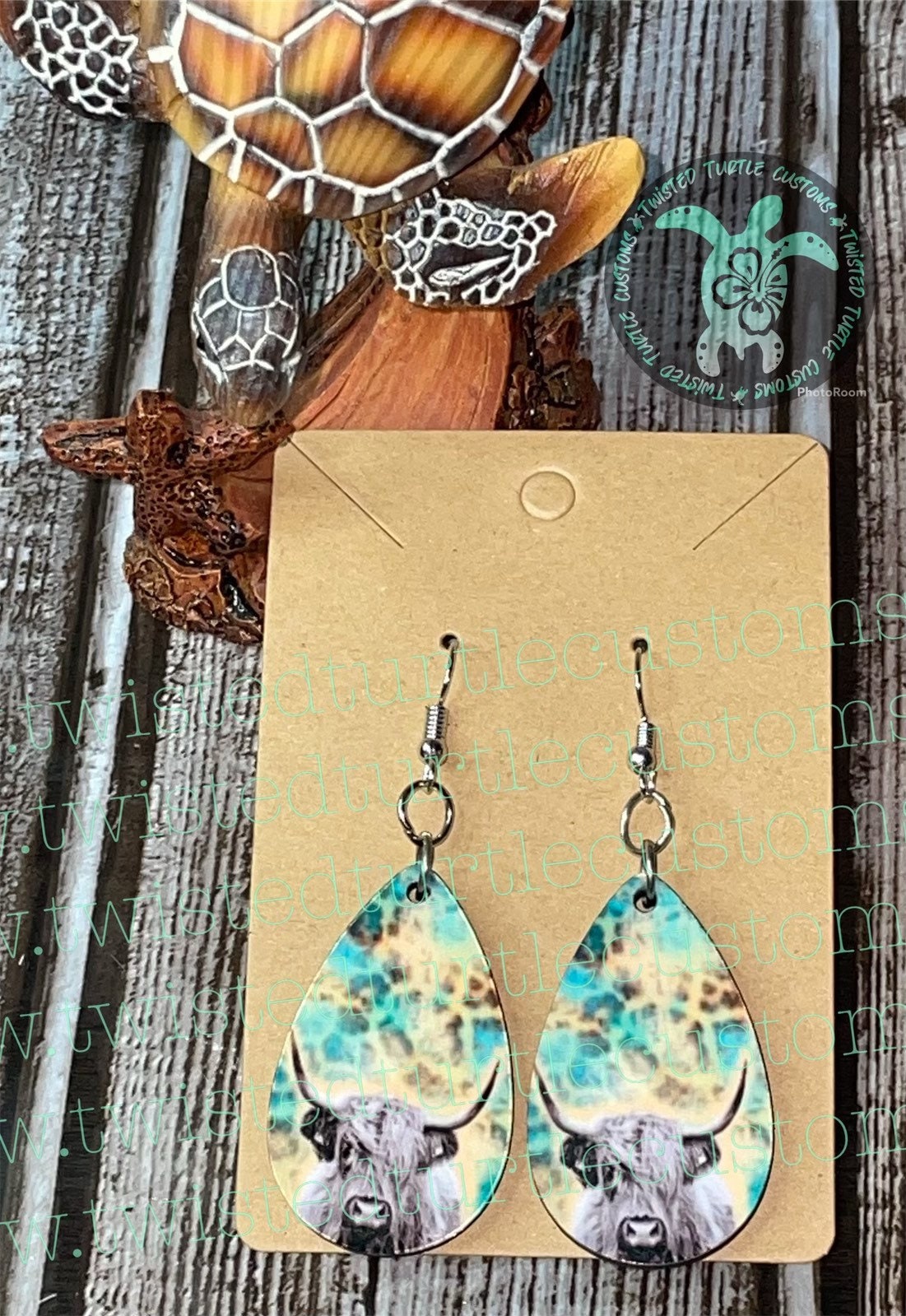 Teardrop Highland Cow Earrings