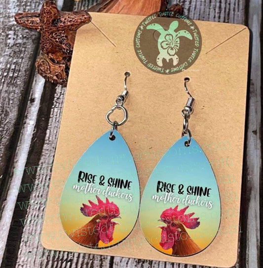 Rise & Shine Cluckers Rooster Teardrop Earrings
