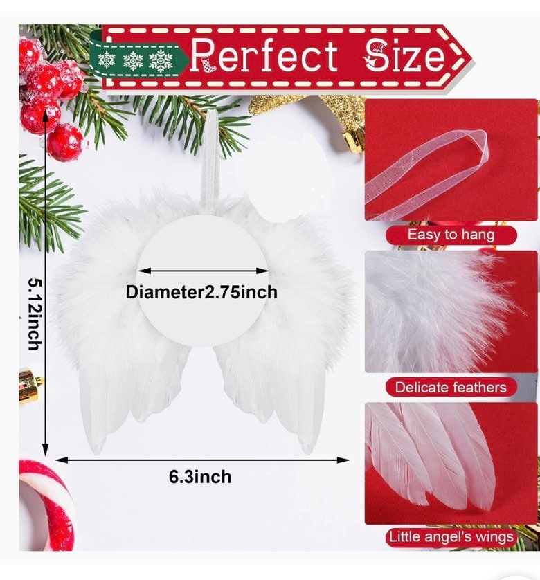 Our Angel in Heaven Customized Photo Memorial Feather Wings Christmas Ornament