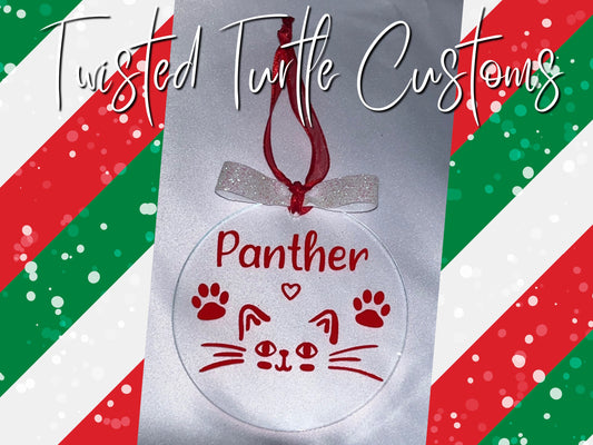 Personalized Kitten/Kitty/Cat Name  Acrylic Fur Mom/Dad Christmas Ornament