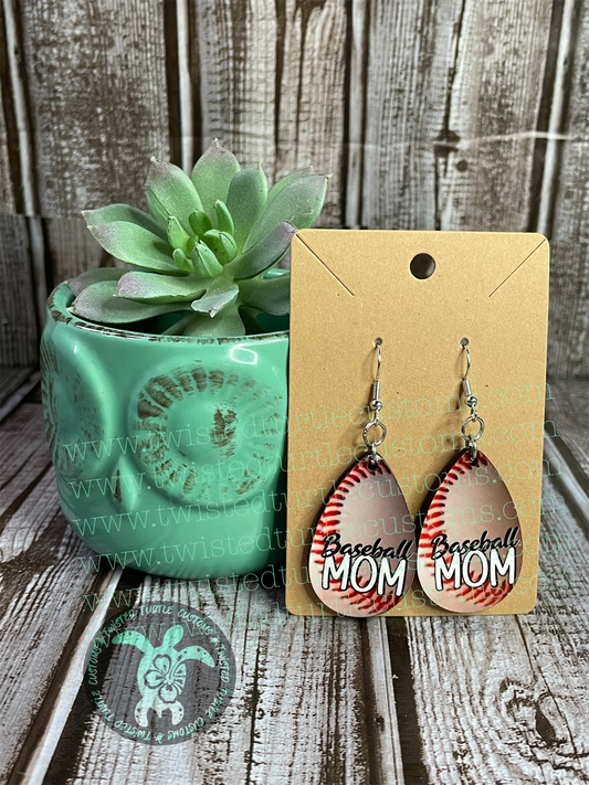 Baseball Mom Teardrop Earrings