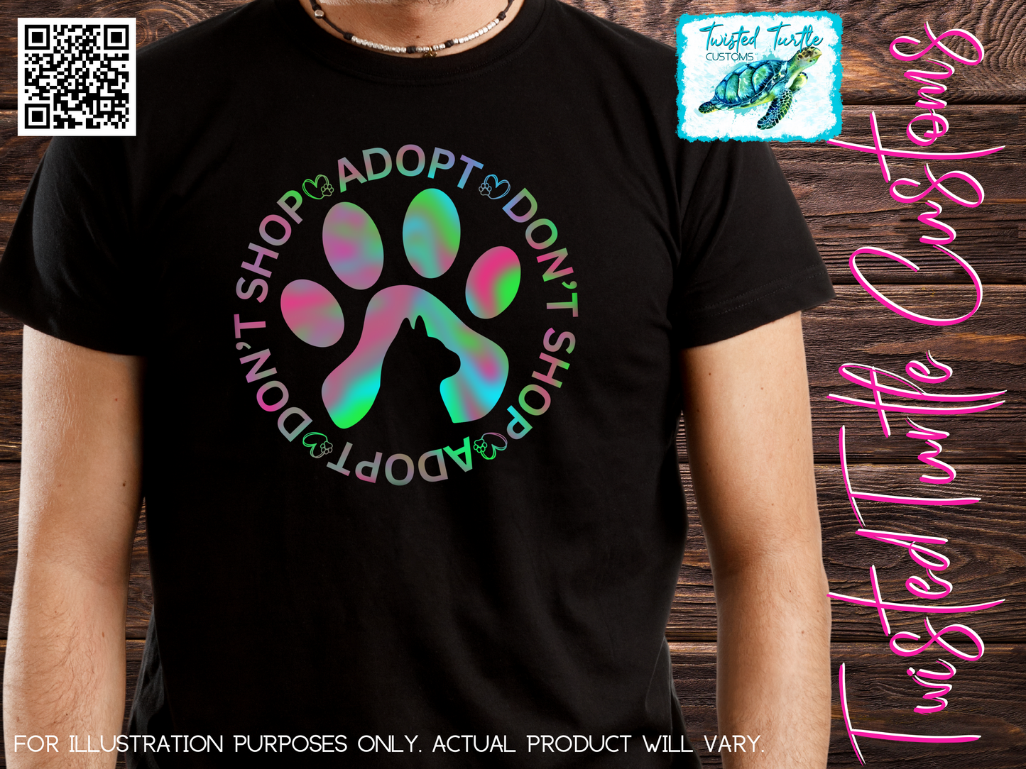 *DIGITAL DOWNLOAD* Furry Cat/Kitten Paw Print Adopt Don’t Shop Awareness for Shelter Pets Tie dye Colors