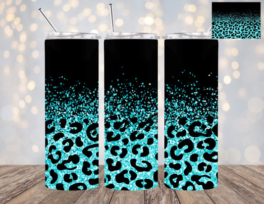 Turquoise and Black Glitter Cheetah Print 20oz Tumbler is simple and cute