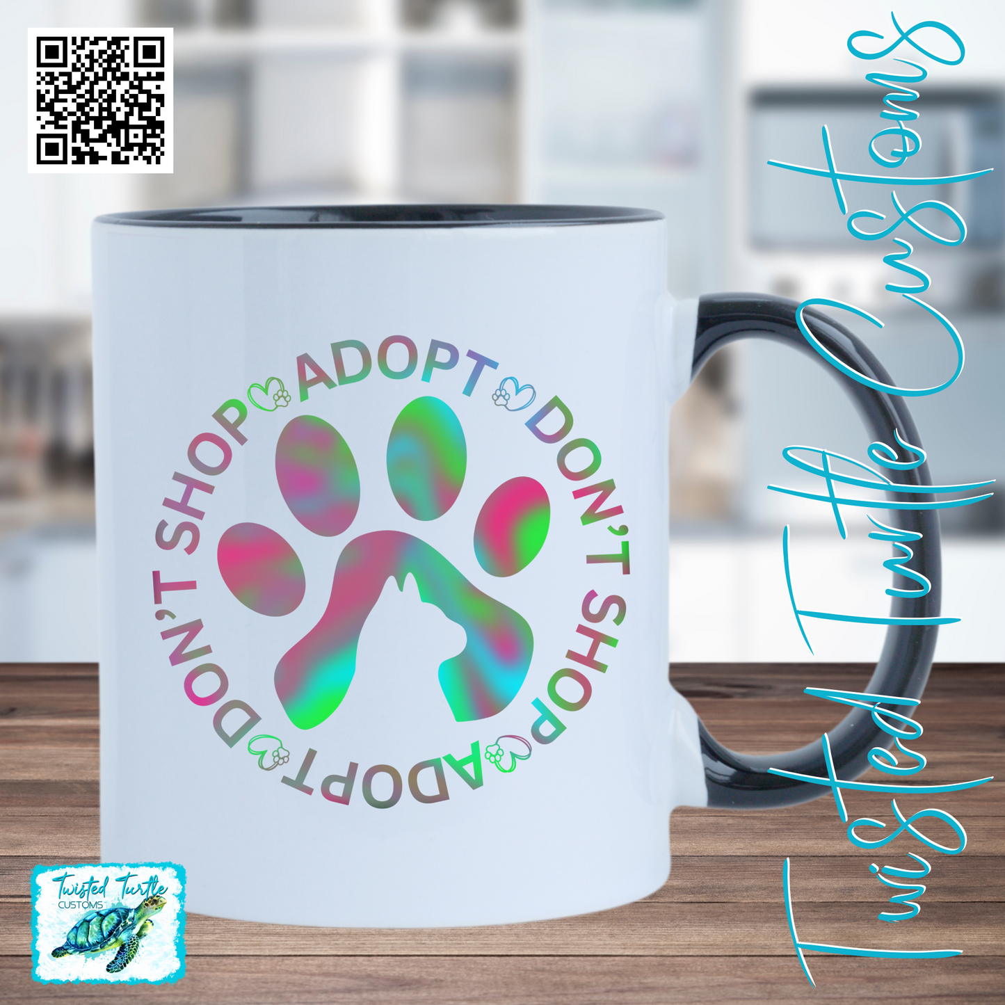 *DIGITAL DOWNLOAD* Furry Cat/Kitten Paw Print Adopt Don’t Shop Awareness for Shelter Pets Tie dye Colors